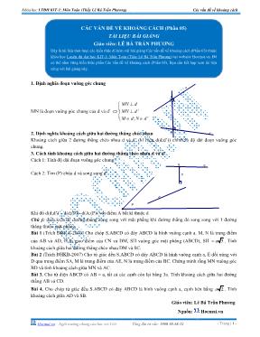 Tài liệu bài giảng Các vấn đề về khoảng cách (phần 01)
